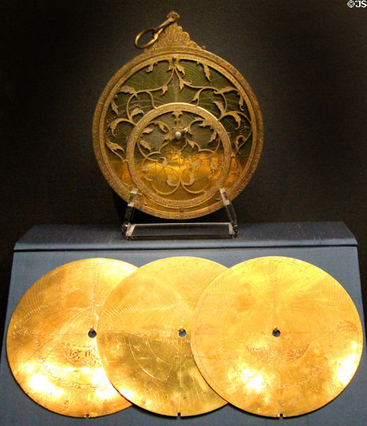 Astrolabe & metal tympana plates (mid 18thC) from Iran at Chester Beatty Library. Dublin, Ireland.