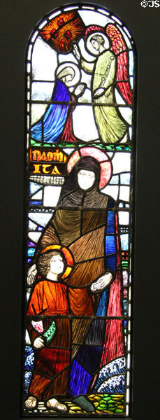 St Ita & St Brendan stained glass (1924-5) by Michael Healy at National Gallery of Ireland. Dublin, Ireland.