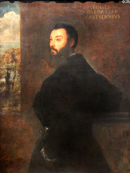 Poet Baldassare Castiglione portrait (c1536-8) by Titian at National Gallery of Ireland. Dublin, Ireland.
