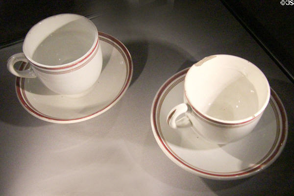 Tea cups used by Patrick & William Pearse before departing family home to Easter Rising & kept by their mother at Pearse Museum. Dublin, Ireland.