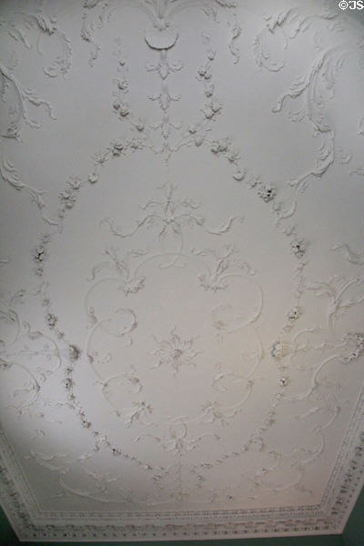 Rococo ceiling in family withdrawing room at Rathfarnham Castle. Dublin, Ireland.