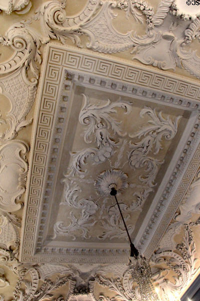 Drawing room stucco decorated ceiling at Russborough House. Ireland.