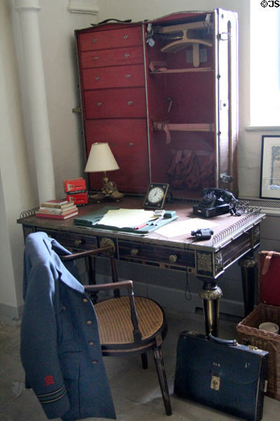 Sir Alfred Beit's desk, travel trunk & other possessions in museum section of Russborough House. Ireland.
