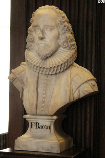 Bust of Francis Bacon, English statesman & philosopher & developer of scientific method (1671-1626) at Old Trinity Library. Dublin, Ireland.