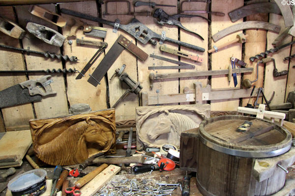 Carpenter's workshop at Muckross Traditional Farms in Killarney National Park. Killarney, Ireland.