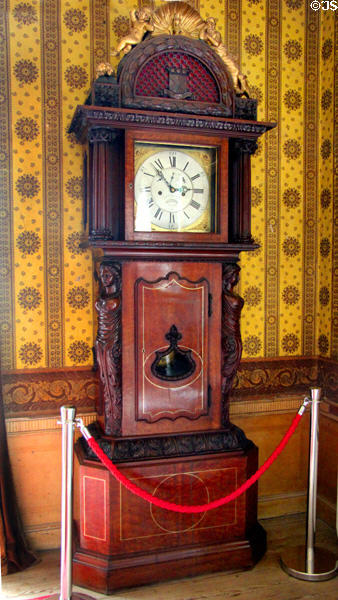 Irish Parliament House tall clock (1789) by J. Waugh & Son of Dublin at Strokestown Park. Vesnoy, Ireland.