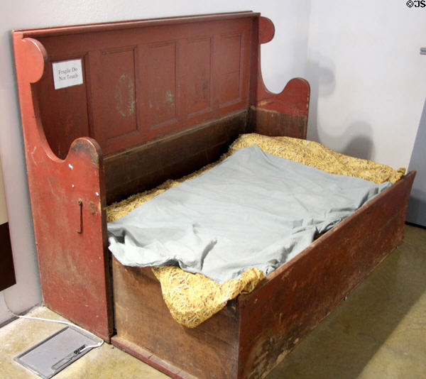 Bench which opens into rough bed at Irish National Famine Museum. Vesnoy, Ireland.