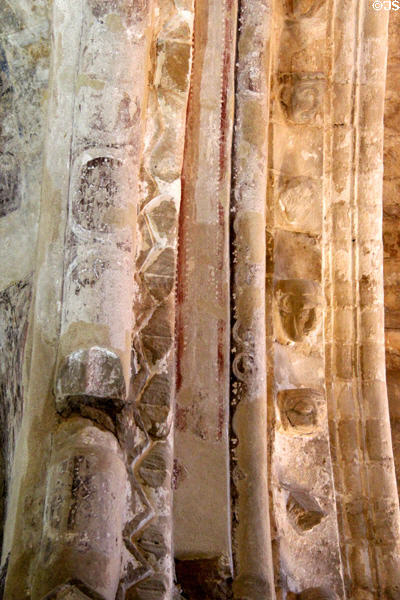 Carvings on arch (12thC) in Cormac's Chapel at Rock of Cashel. Cashel, Ireland.