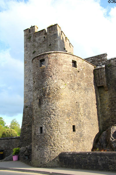 NE tower & round well tower (early 17thC) at Cahir Castle. Cahir, Ireland.