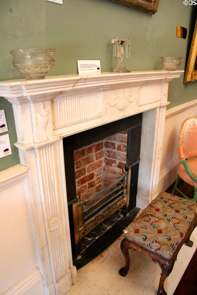 Irish chimneypiece (c1780) by George & Hill of Dublin with Irish stool (c1750) at Bishop's Palace. Waterford, Ireland.