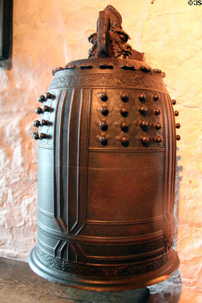 Japanese bronze bell in Main Guard at Bunratty Castle. County Clare, Ireland.