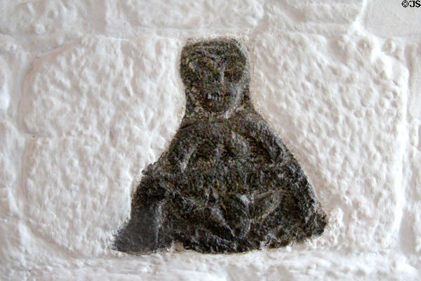 Sheela na gig fertility symbol in Great Hall at Bunratty Castle. County Clare, Ireland.