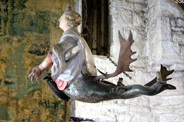 Leuchterweibchen, a flamboyant figure of German origin in Earl's private apartments at Bunratty Castle. County Clare, Ireland.