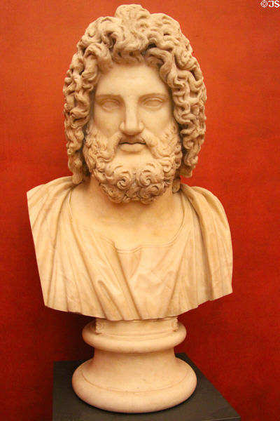 Roman-era bust of Zeus (2ndC) at Uffizi Gallery. Florence, Italy.