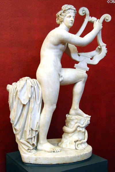 Roman-era sculpture of Apollo playing the Cithar (early 2ndC) at Uffizi Gallery. Florence, Italy.