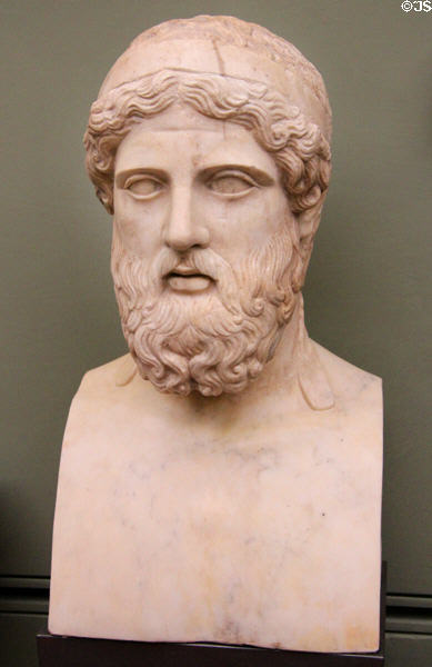 Roman-era portrait herm of man (1st-2ndC) at Uffizi Gallery. Florence, Italy.