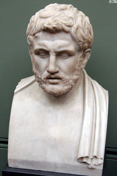 Roman-era portrait bust of athlete (1stC) at Uffizi Gallery. Florence, Italy.