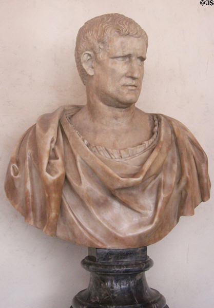 Roman statesman Agrippa (63-12 BCE) marble bust (era of Augustus) at Uffizi Gallery. Florence, Italy.