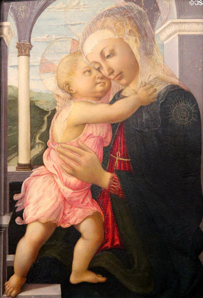 Madonna della Loggia painting (1467) by Sandro Botticelli at Uffizi Gallery. Florence, Italy.
