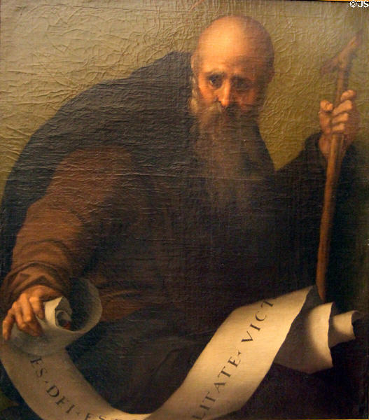 St Anthony Abbot painting (c1520) by Pontormo (aka Jacopo Carrucci) at Uffizi Gallery. Florence, Italy.