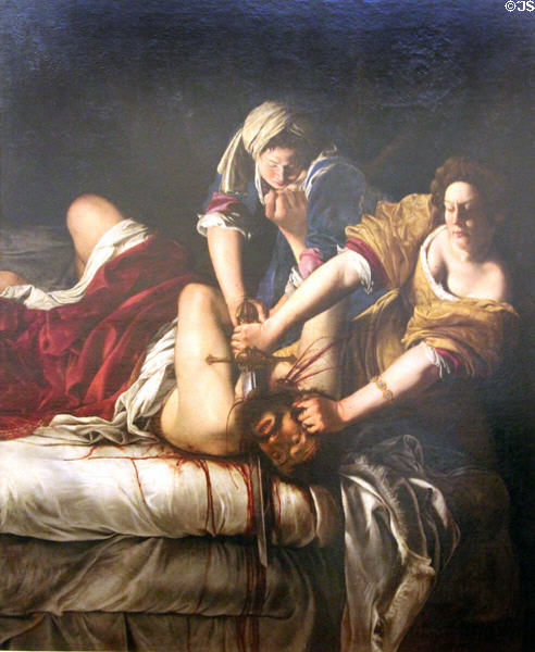 Judith slaying Holofernes painting (c1620-1) by Artemisia Gentileschi at Uffizi Gallery. Florence, Italy.