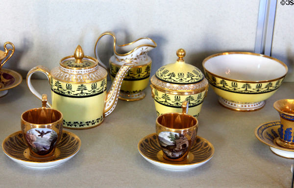 Porcelain coffee service pieces (c1790s-1828) by Dihl & Guérhard of Paris at Pitti Palace Ceramics Museum. Florence, Italy.