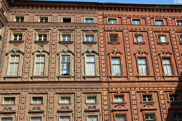 Brick courtyard facade of Palazzo Carignano (1679). Turin, Italy. Architect: Guarino Guarini.