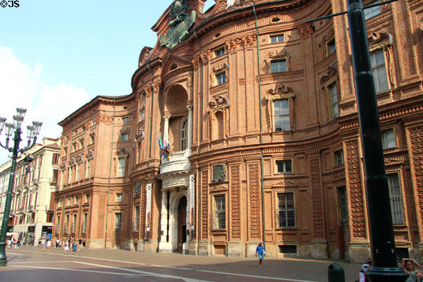 Concave & convex Baroque facade of Palazzo Carignano (1679) on Piazza Carignano. Turin, Italy. Architect: Guarino Guarini.