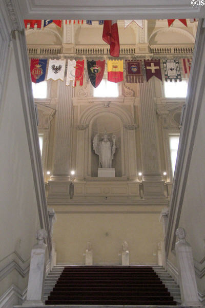 Stairway to Museo Nazionale del Risorgimento Italiano in Palazzo Carignano. Turin, Italy.