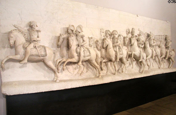 Vittorio Emanuele I returning to govern Turin on May 20, 1814 post Napoleon carving (1823-31) at Risorgimento Museum. Turin, Italy.