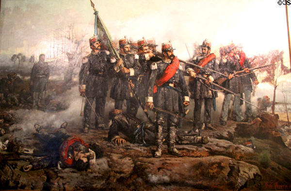 Death of brothers Lavini at Piedmontese defeat in battle of Novara on March 23, 1849 at Risorgimento Museum. Turin, Italy.
