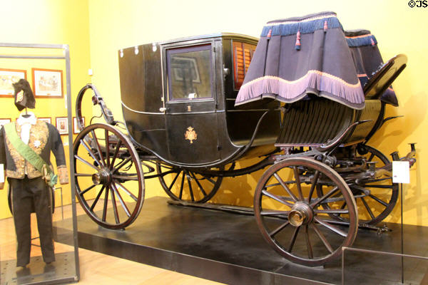 Italian Prime-Minister Camillo Cavour's so-called diplomatic carriage (before 1861) at Risorgimento Museum. Turin, Italy.