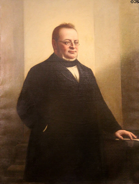 Italian Prime-Minister Camillo Cavour portrait (1861) after F. Hayez at Risorgimento Museum. Turin, Italy.
