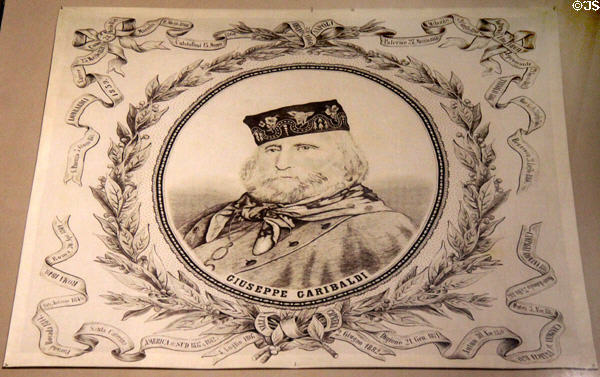 Graphic of Giuseppe Garibaldi & events of his life at Risorgimento Museum. Turin, Italy.