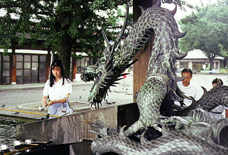 Dragon fountain at Higashi-Honganji Temple in Kyoto. Japan.