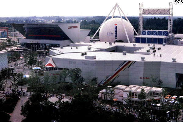 Mitsubishi & IBM over European Pavilions at Expo 85. Tsukuba, Japan.