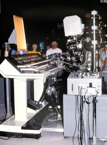 Robot playing musical organ at Expo 85. Tsukuba, Japan.
