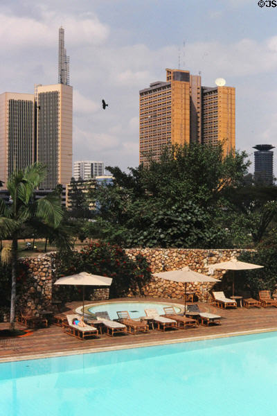 Nairobi skyline seen from Serena Hotel pool. Kenya.