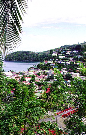 The town of Canaries on the Caribbean coast. St Lucia.