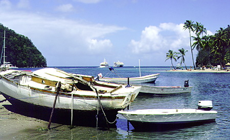 Local fishing boats on Marigot Bay. St Lucia.