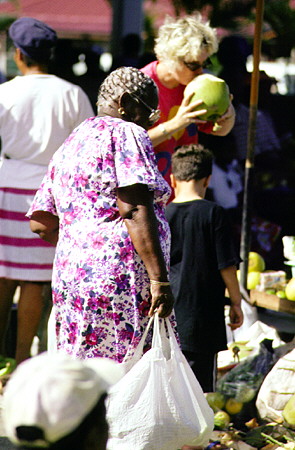Shoppers at Castries Market. St Lucia.