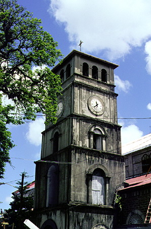 Castries Cathedral bell tower. St Lucia.