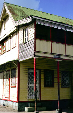 Wooden building in the old town of Castries. St Lucia.