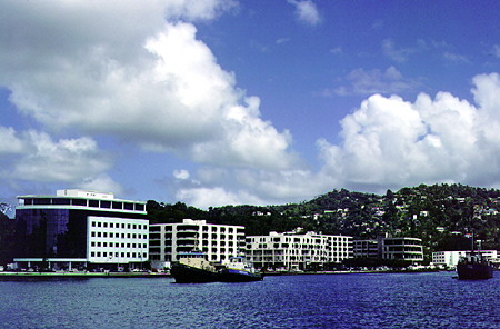 Modern building on the eastern end of the Port of Castries. St Lucia.