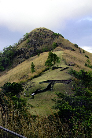 Trenches for the defense of the Lookout on Pigeon Island now a National Park. St Lucia.