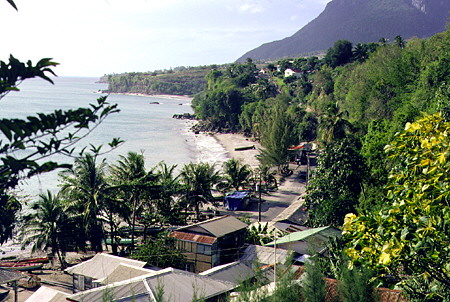 Town and beach at Choiseul. St Lucia.