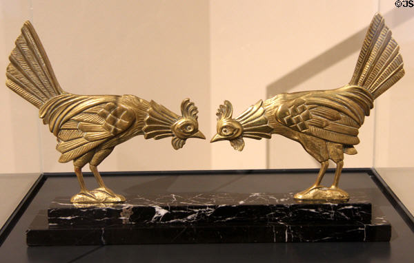 Cock Fight bronze sculpture (20thC) by Auguste Trémont at Villa Vauban Museum. Luxembourg, Luxembourg.