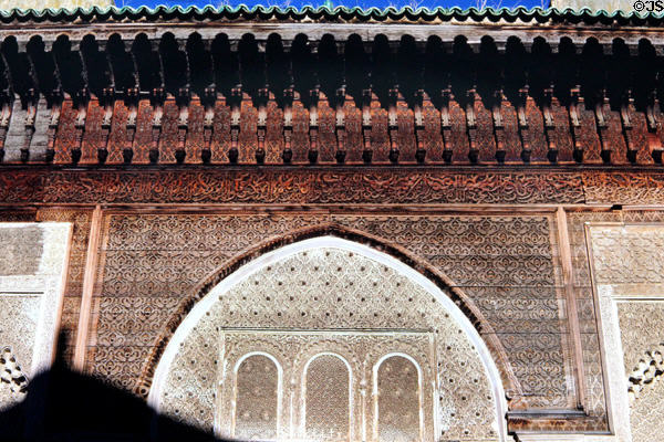 Medersa Bou Inania Muslim school woodwork details. Fes, Morocco.