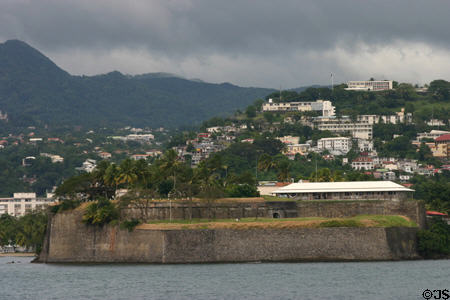 View of Fort St Louis in Fort de France from sea. Fort de France, Martinique.