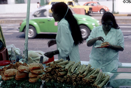 Traditional food street vendors. Mexico City, Mexico.